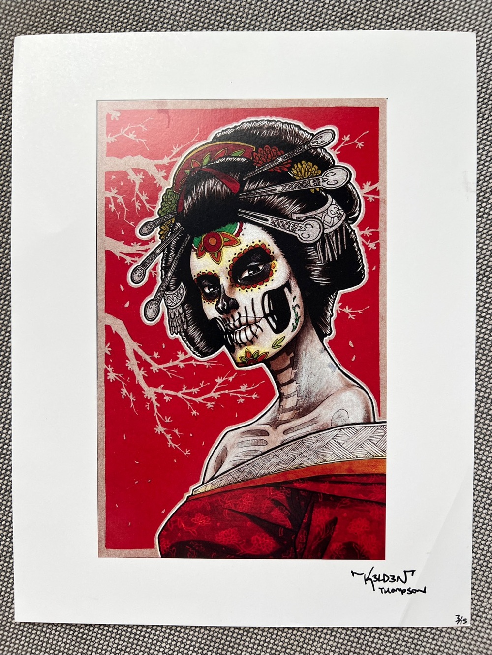 Day of the Dead Geisha Print by artist K3LD3N (Thompson)